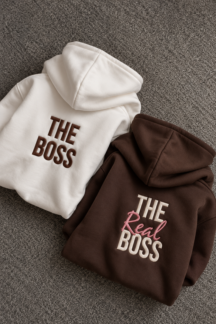 Embroided the boss Couple Hoodies — Pack of 2