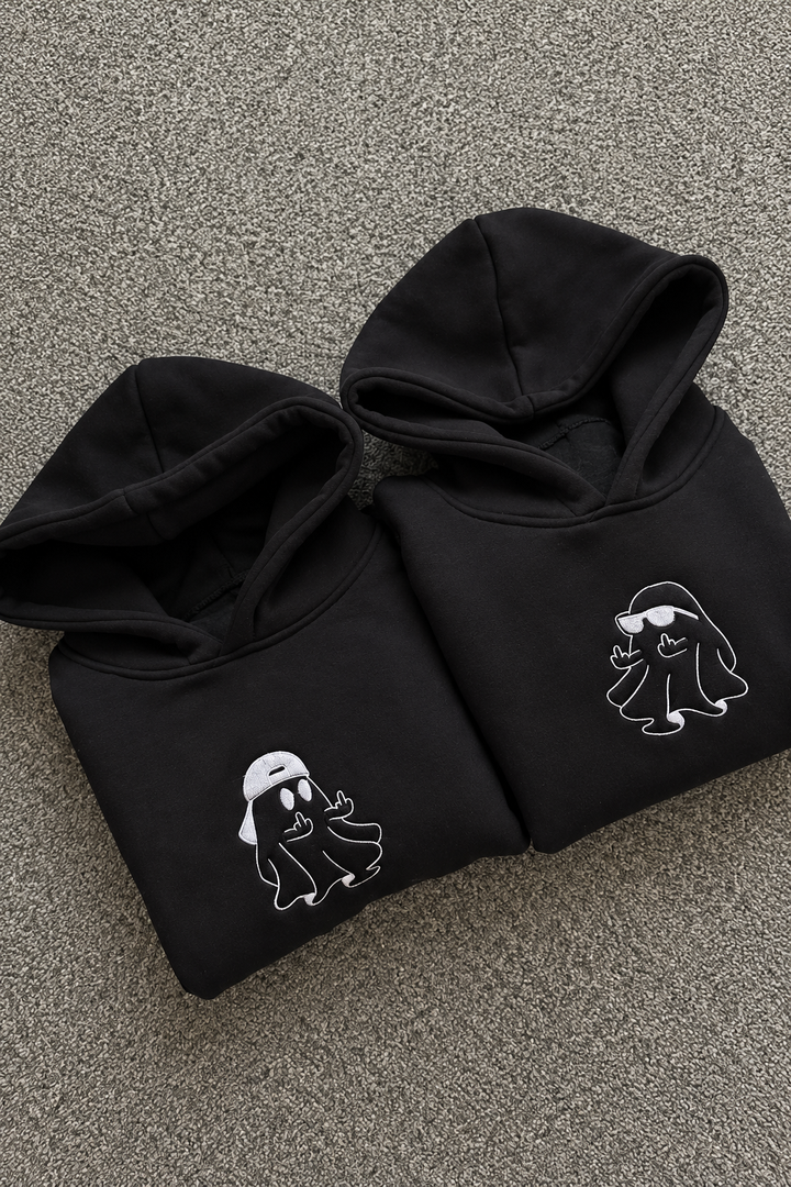 Embroided ghost Couple Hoodies — Pack of 2