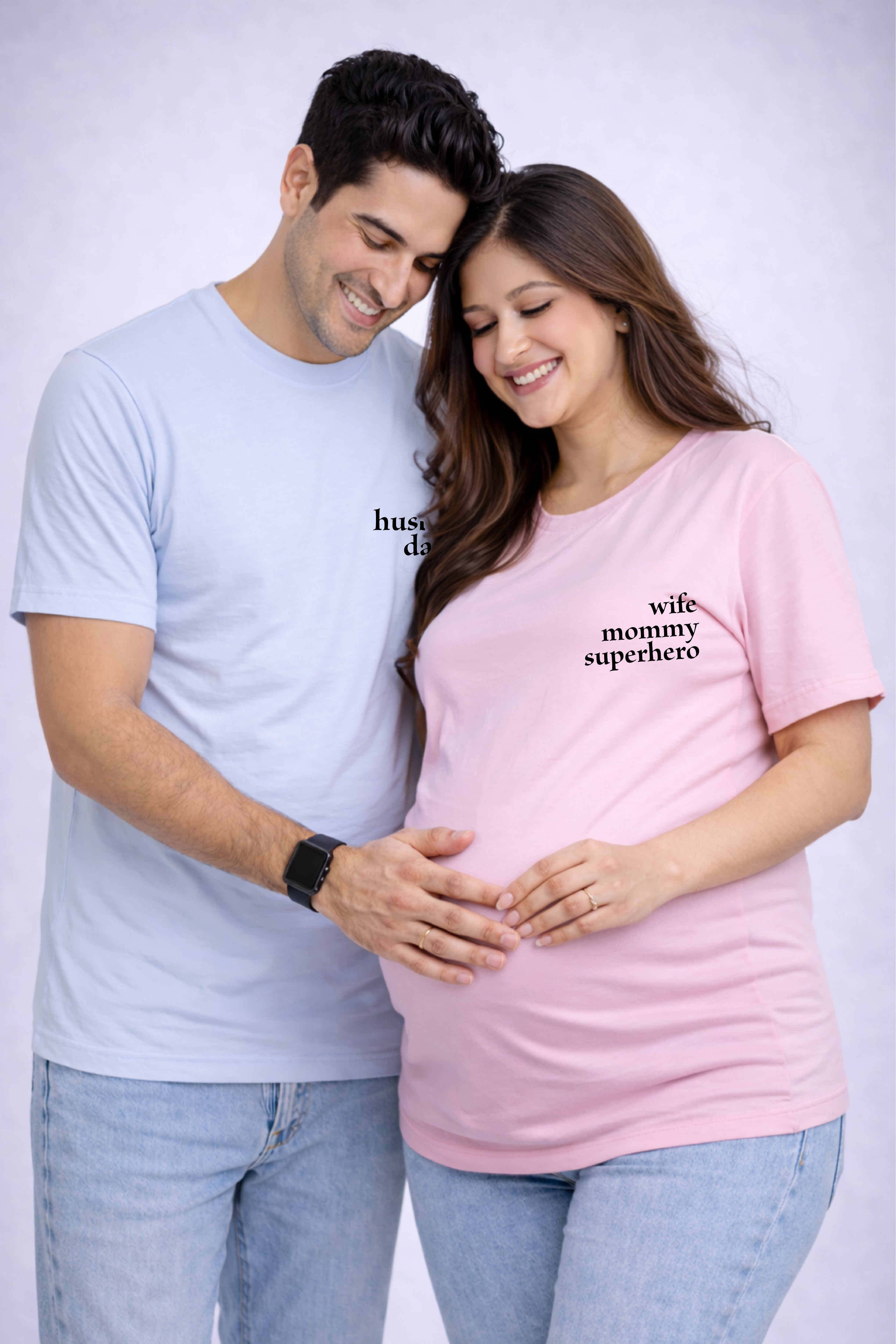 Husband, Daddy, Hero Oversized Couple T-Shirts (Pack of 2)