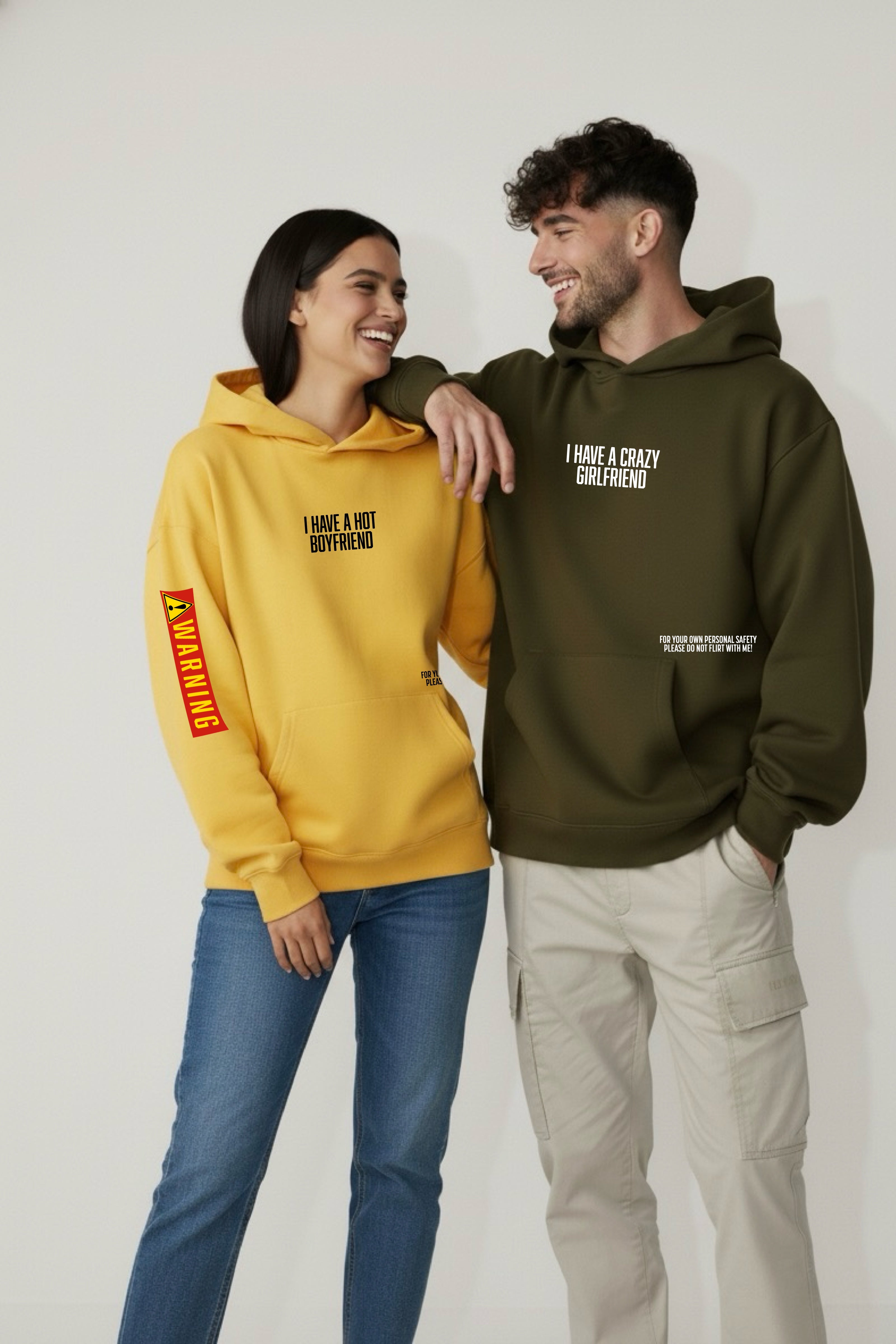 Warning Oversized Drop Shoulder Hoodies - Pack of 2