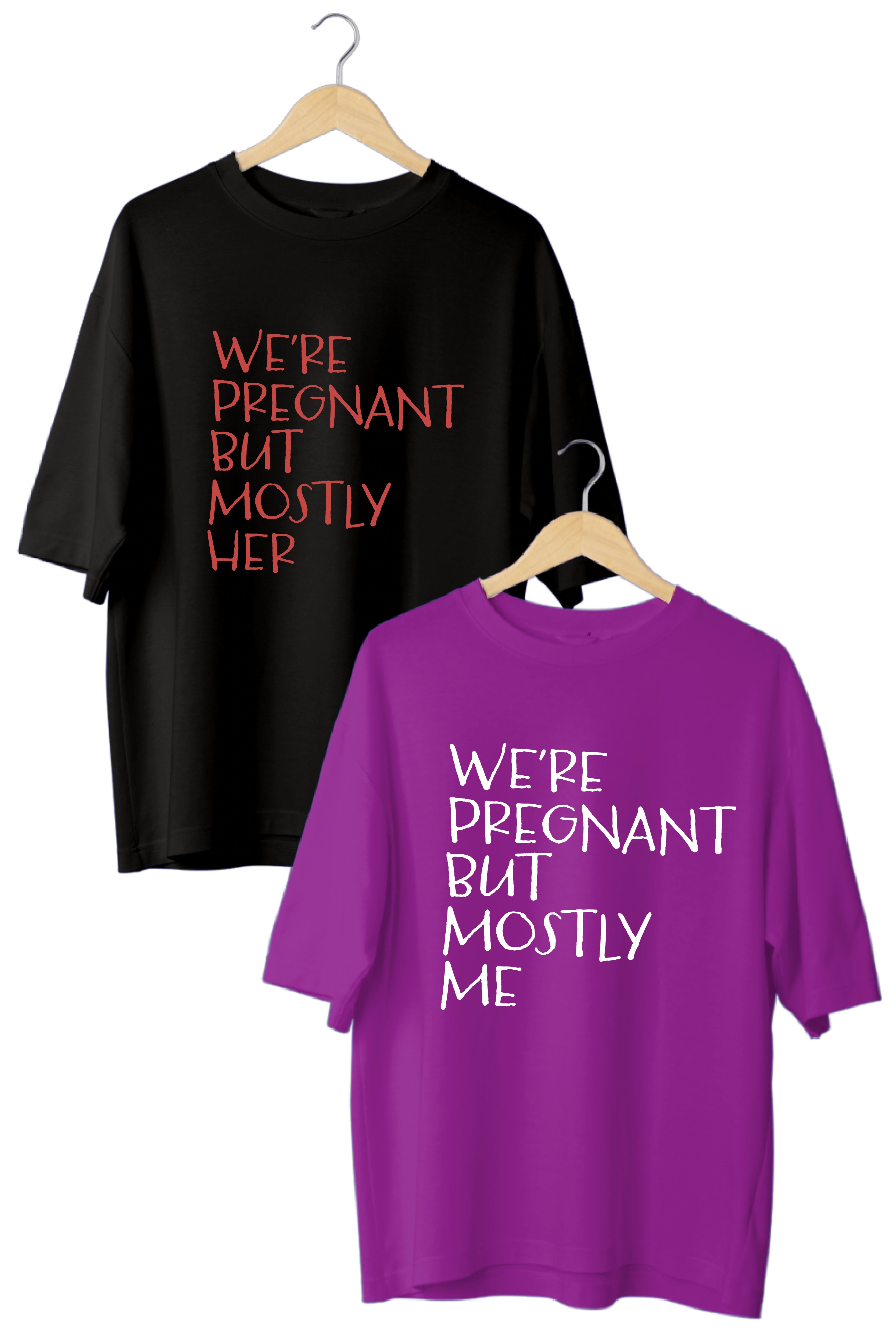 We’re Pregnant Oversized Couple T-Shirts (Pack of 2)