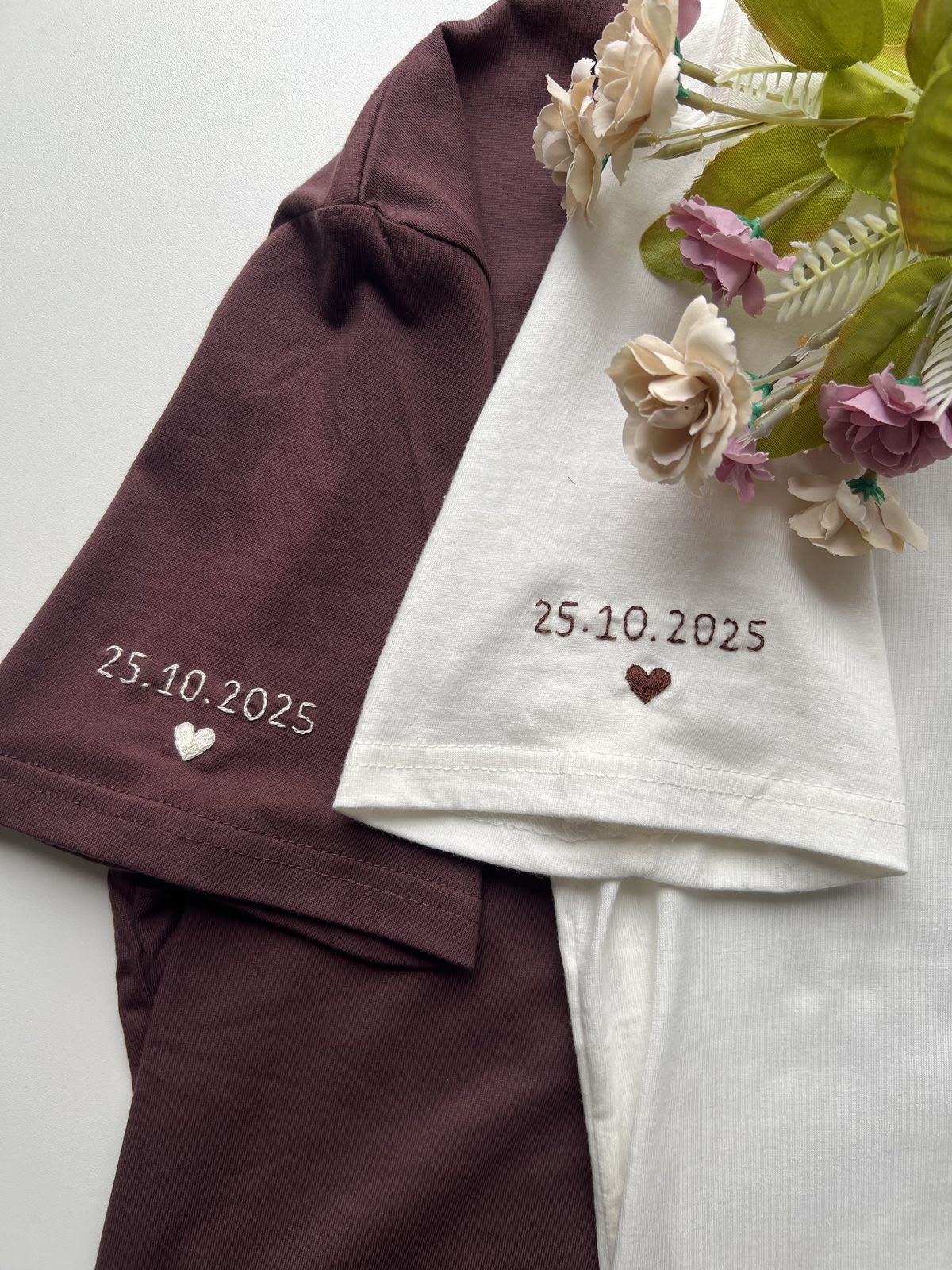 Embroided Dates Couple Oversize Tees - Pack of 2