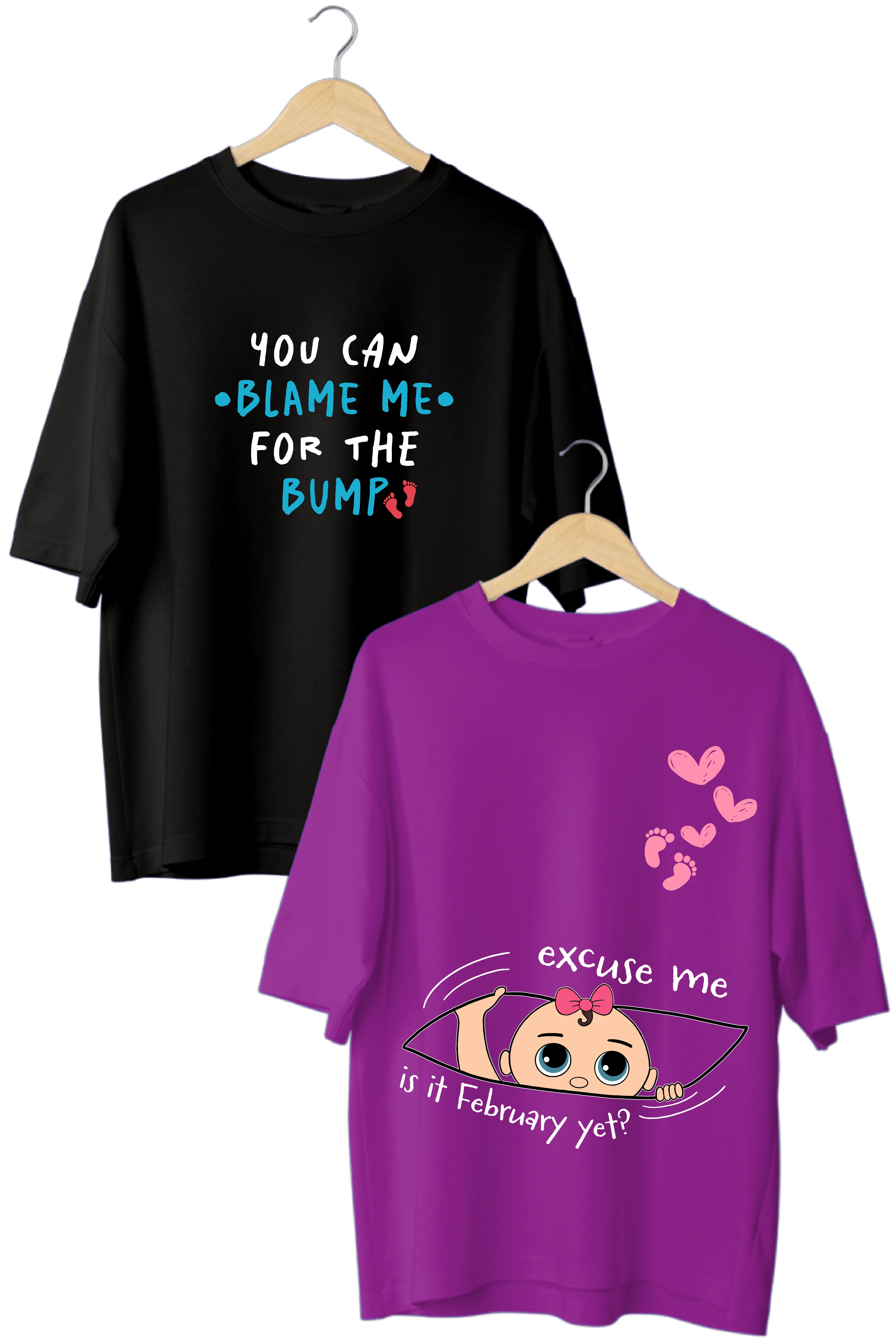 You can blame me for the bump Oversized Couple T-Shirts (Pack of 2)