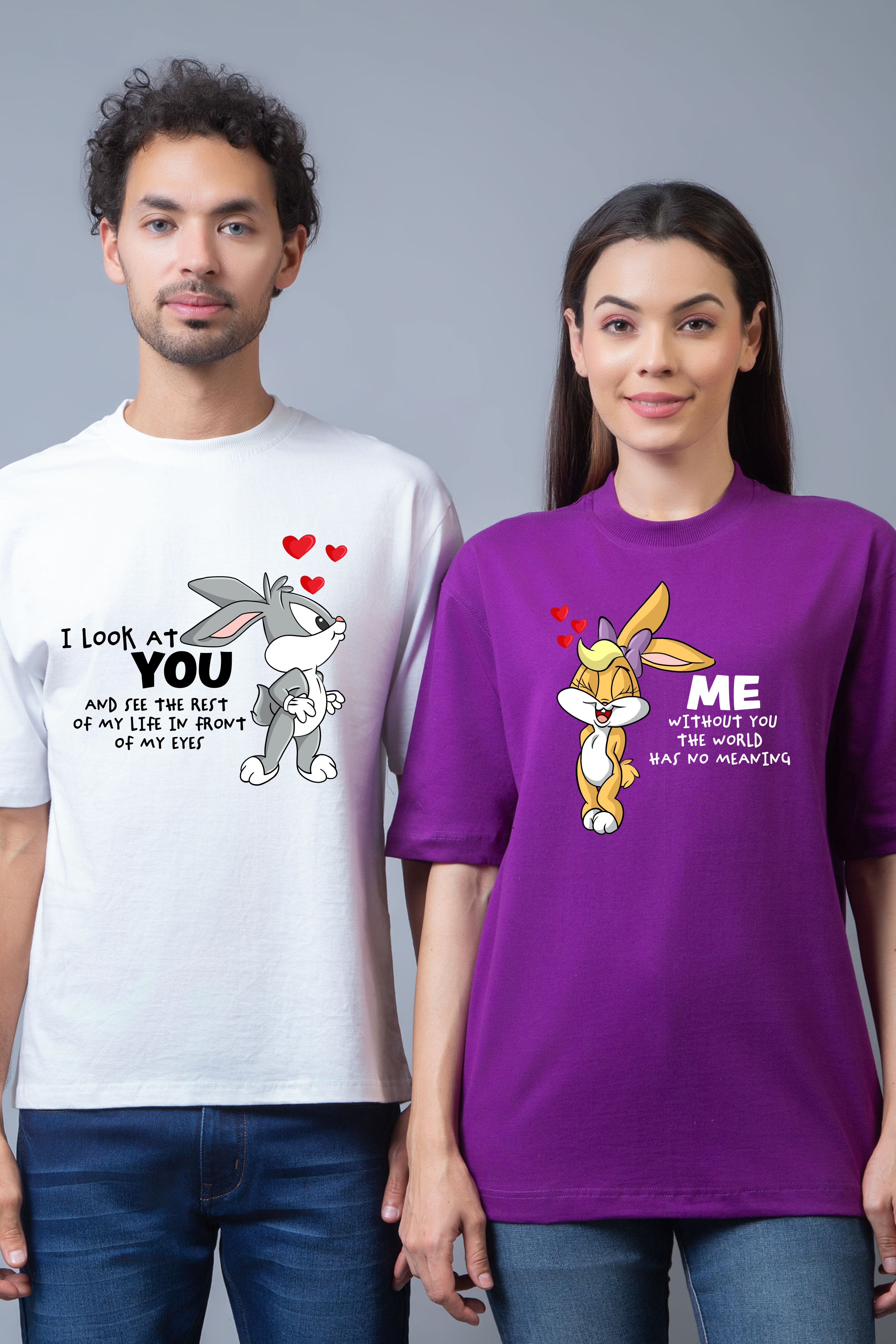 Bunny Love Oversized Couple Tees - Pack of 2