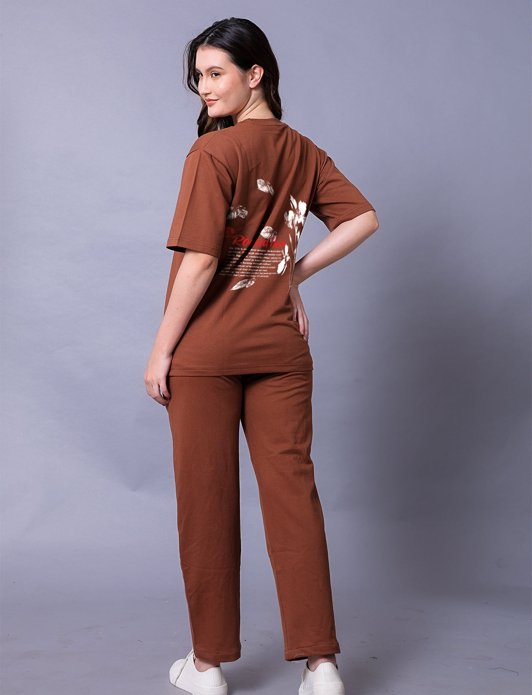 Rooted Hearts Women Co-Ord Set - Oversized Tee With Jogger