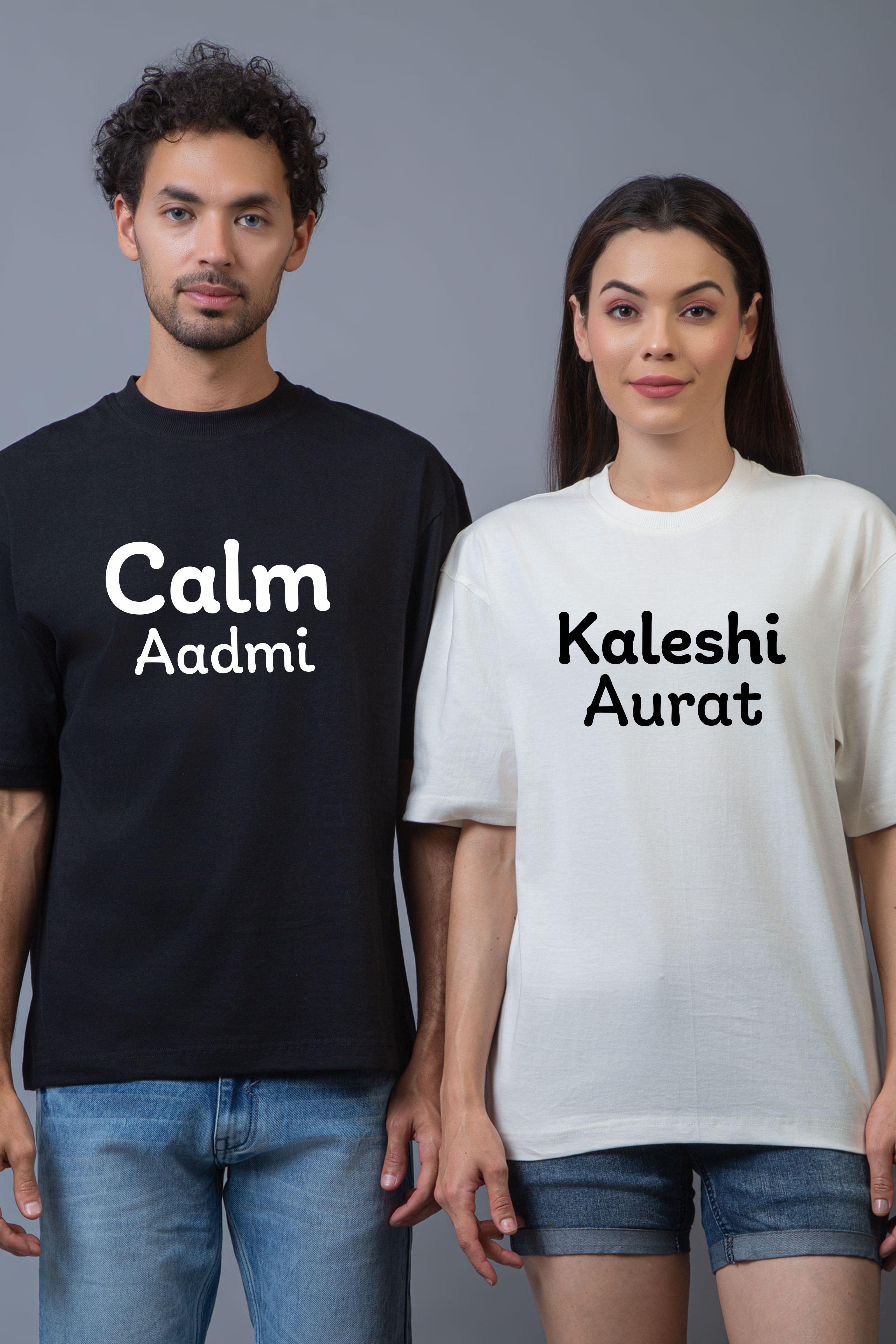 Calm Aadmi & Kaleshi Aurat Oversized Tees - Pack of 2