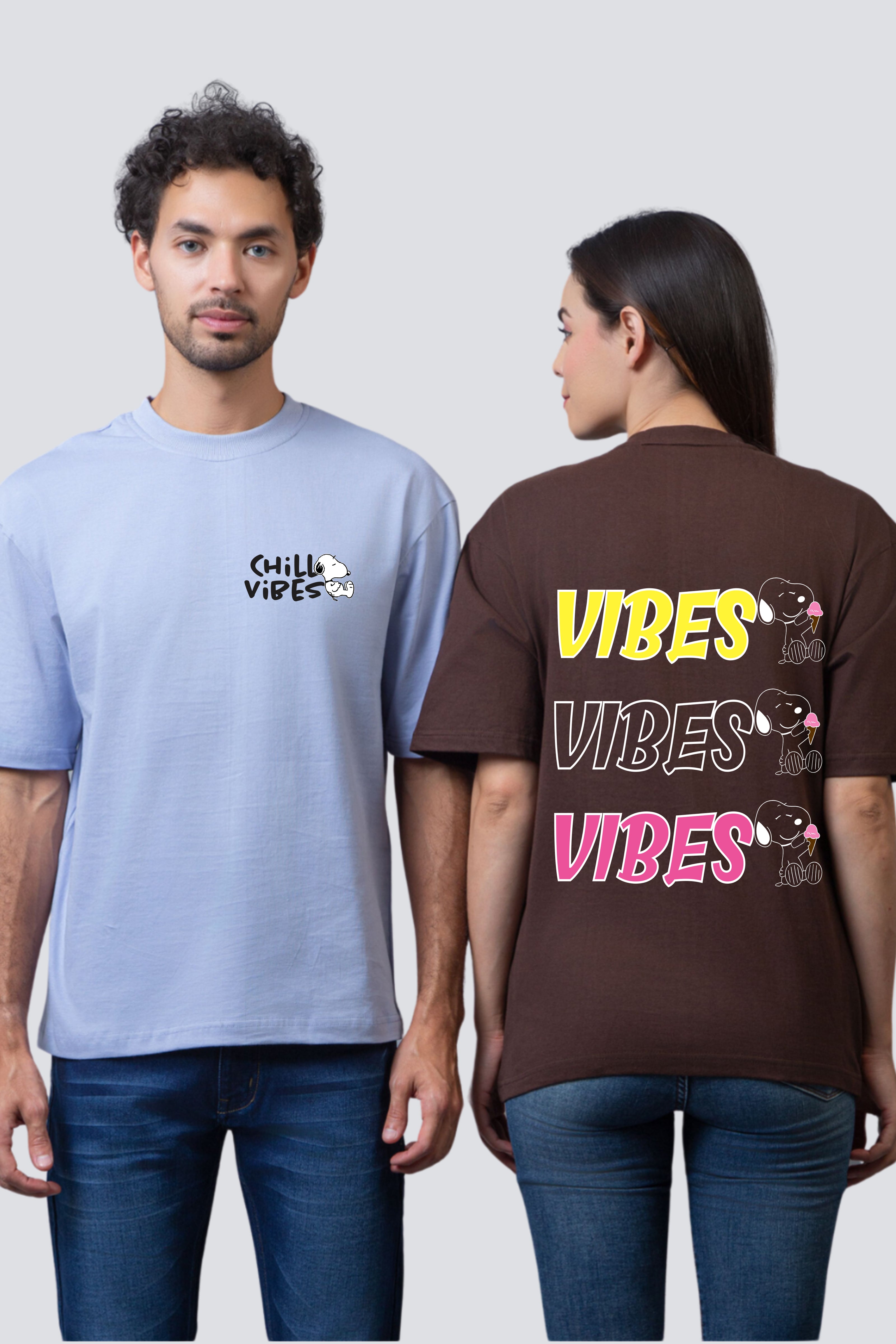 Chill Vibes Oversized Couple Tees - Pack of 2