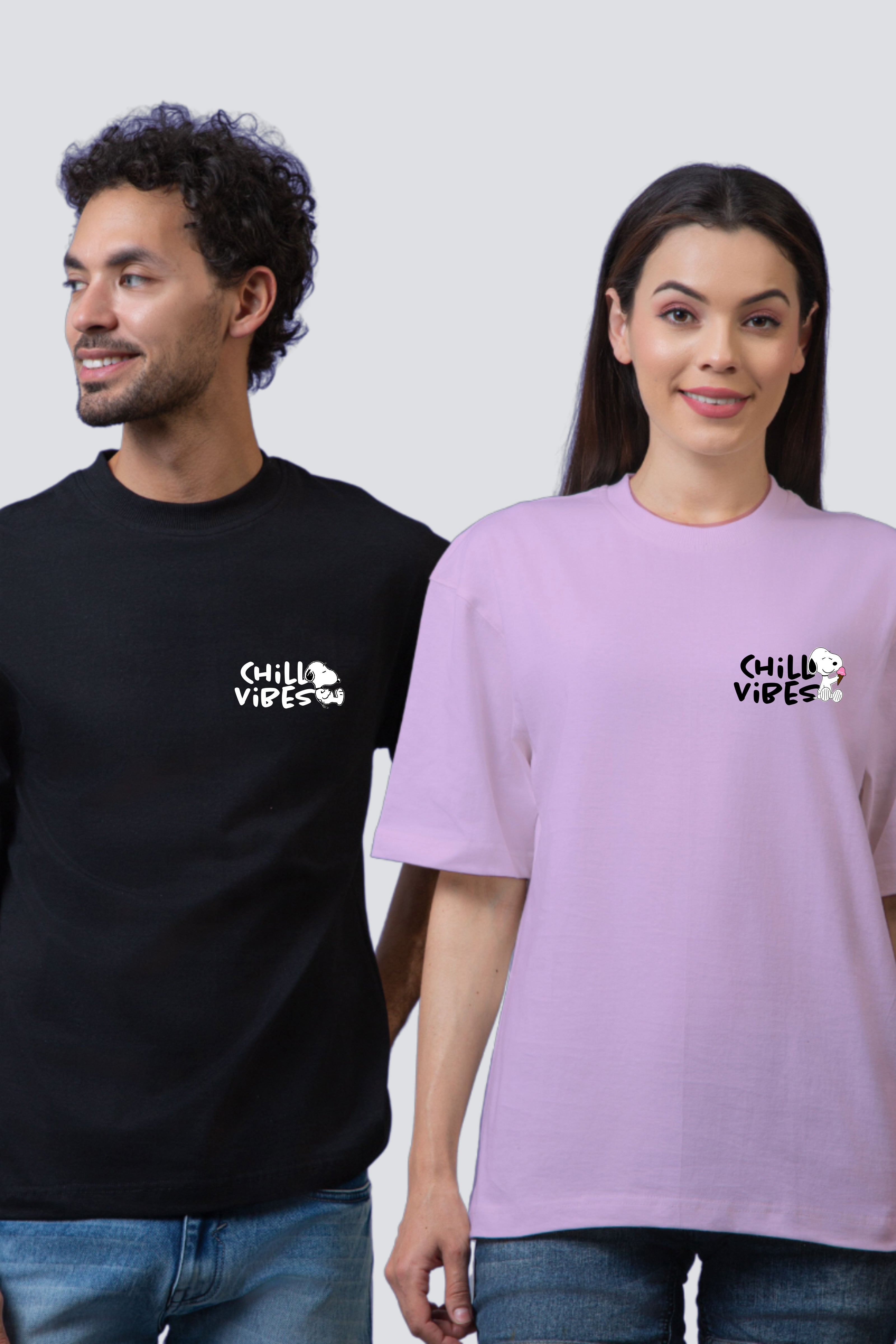Chill Vibes Oversized Couple Tees - Pack of 2