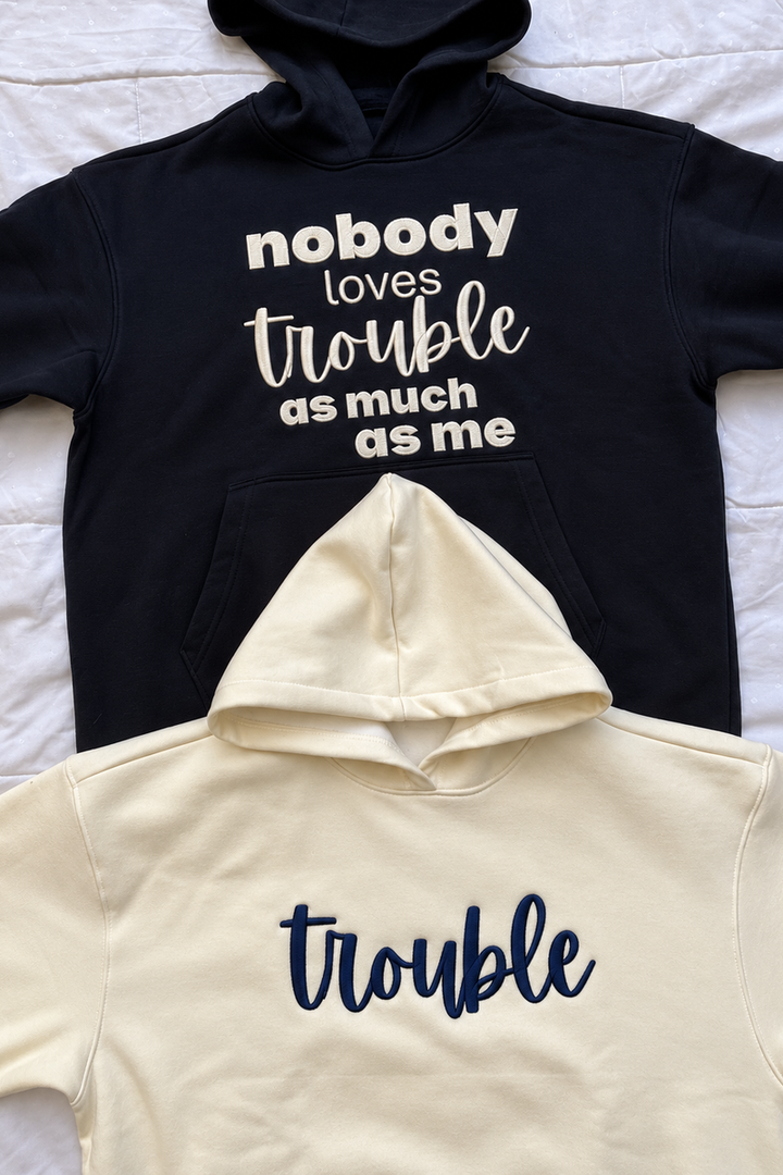 Embroided trouble Couple Hoodies — Pack of 2