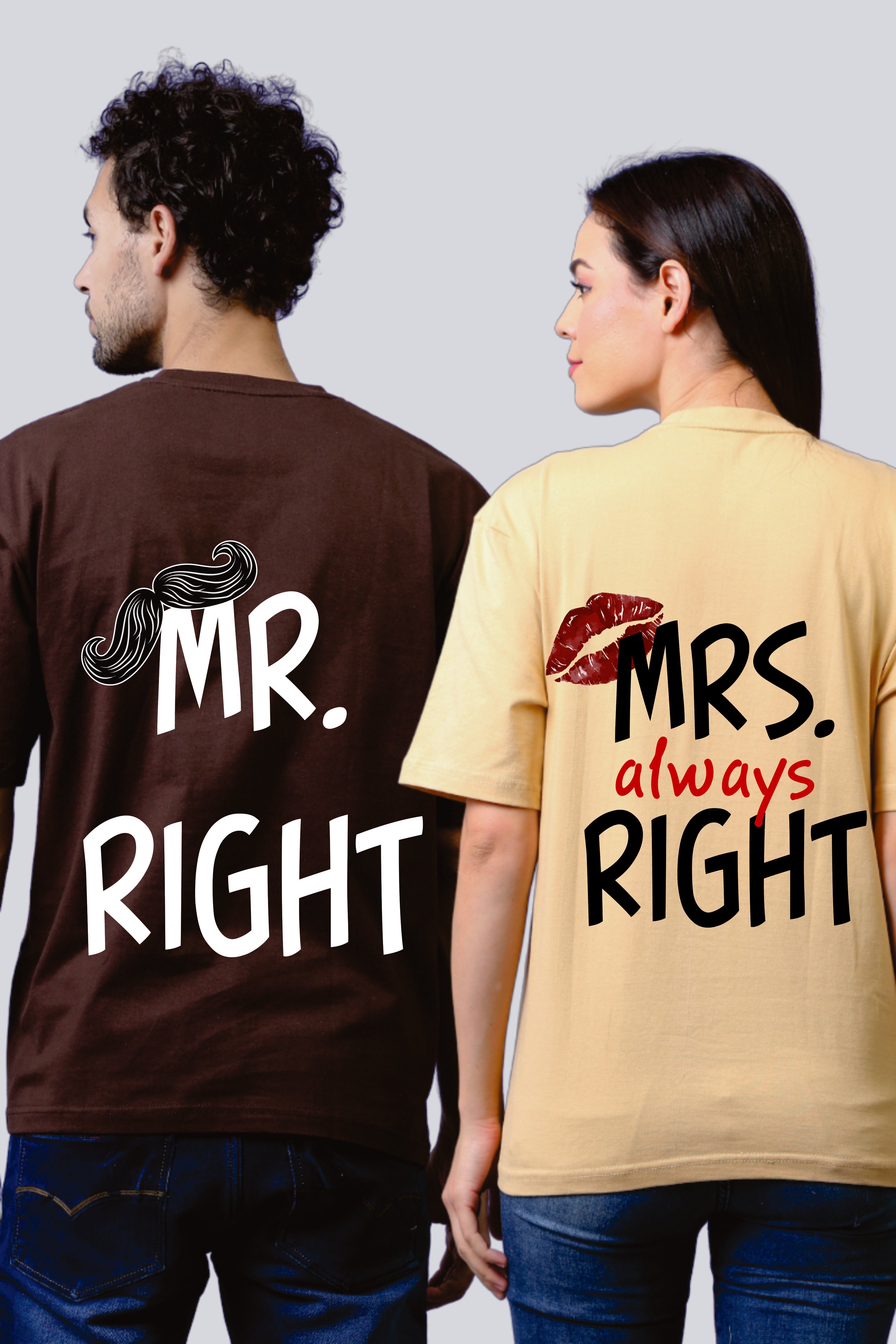 Mr. Right & Mrs. Always Right Oversized Couple Tees - Pack of 2