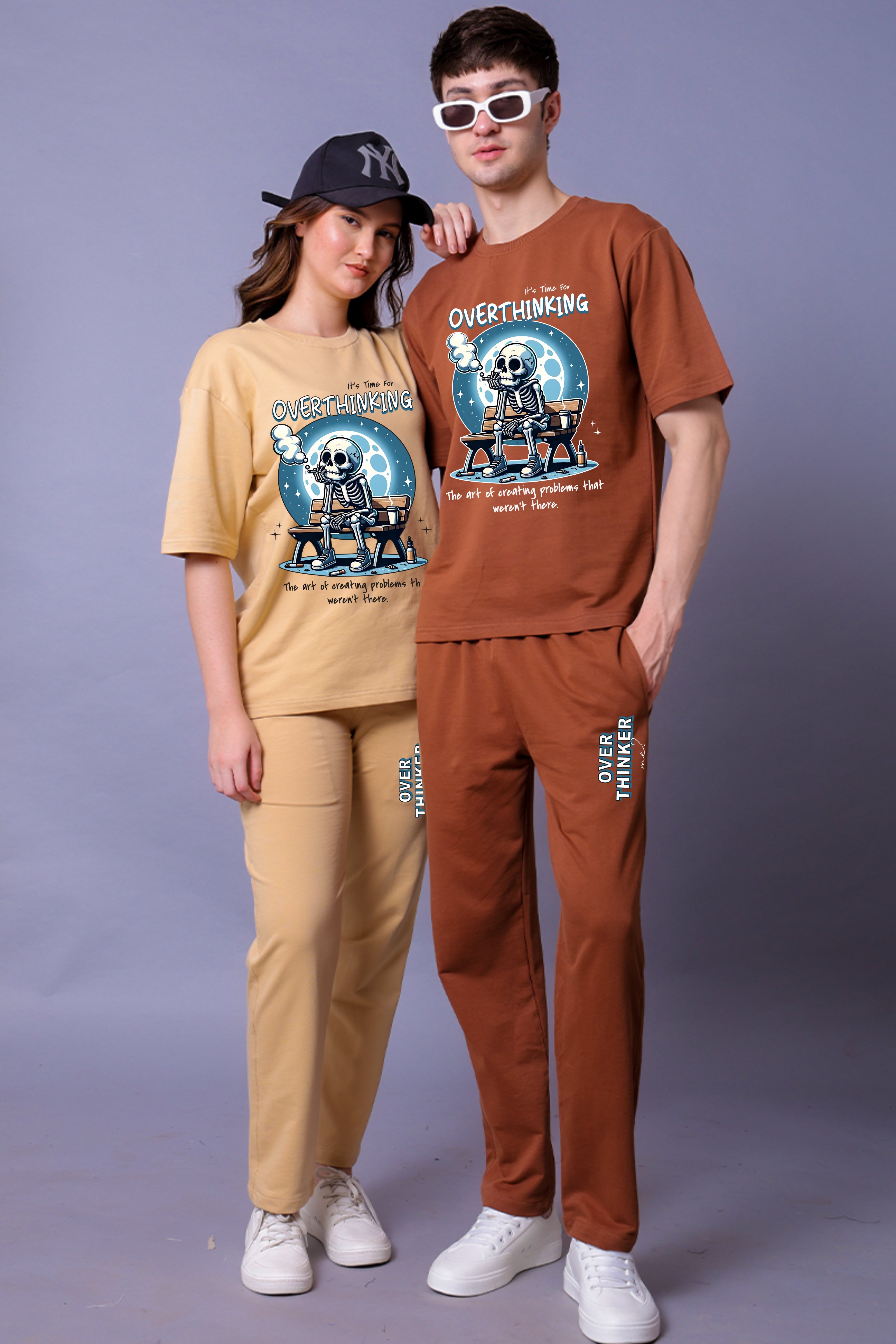 Overthinking Couple Co-Ord Set With Joggers (Pack of 2)