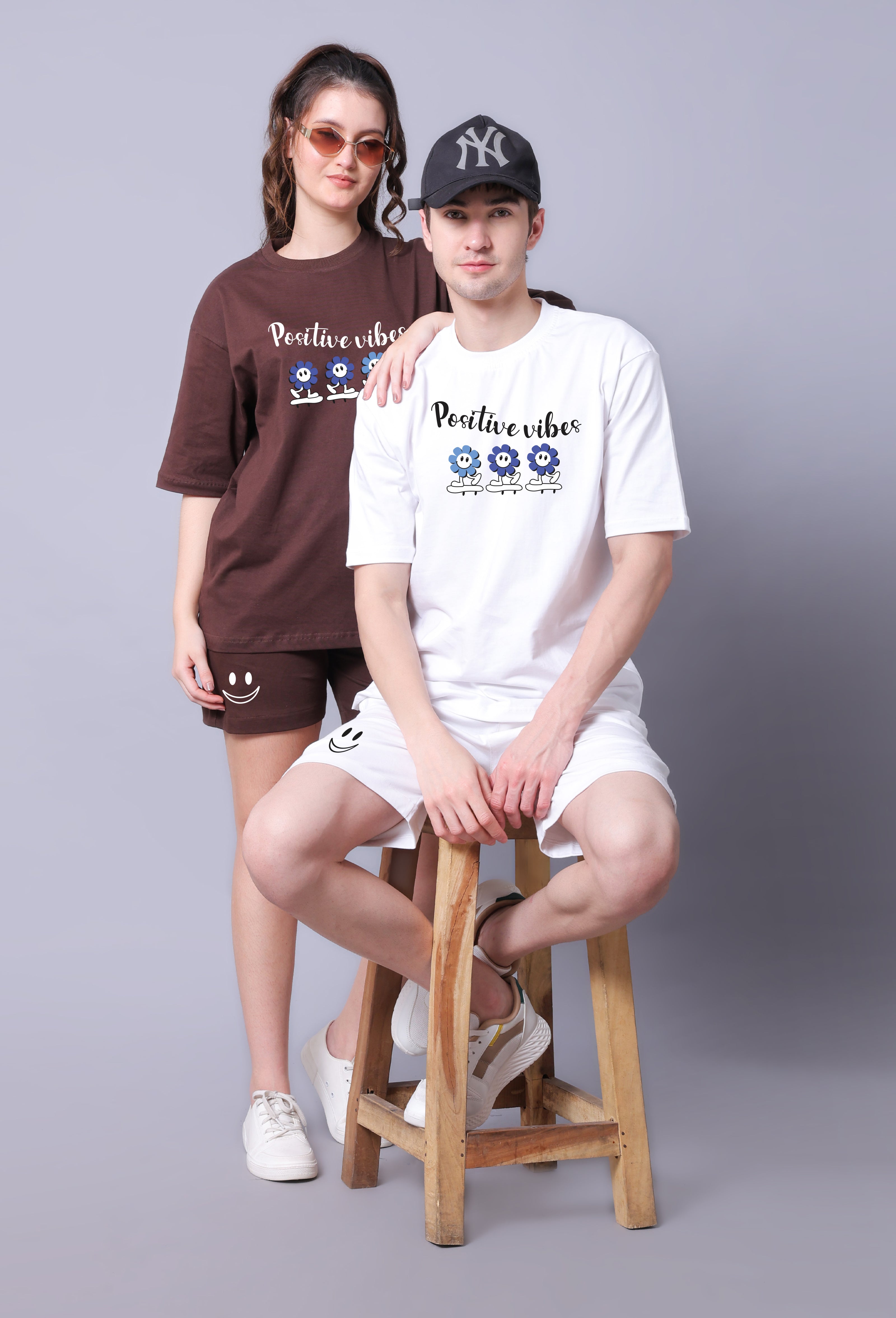 Positive Vibes Couple Co-Ord Sets (Pack of 2)