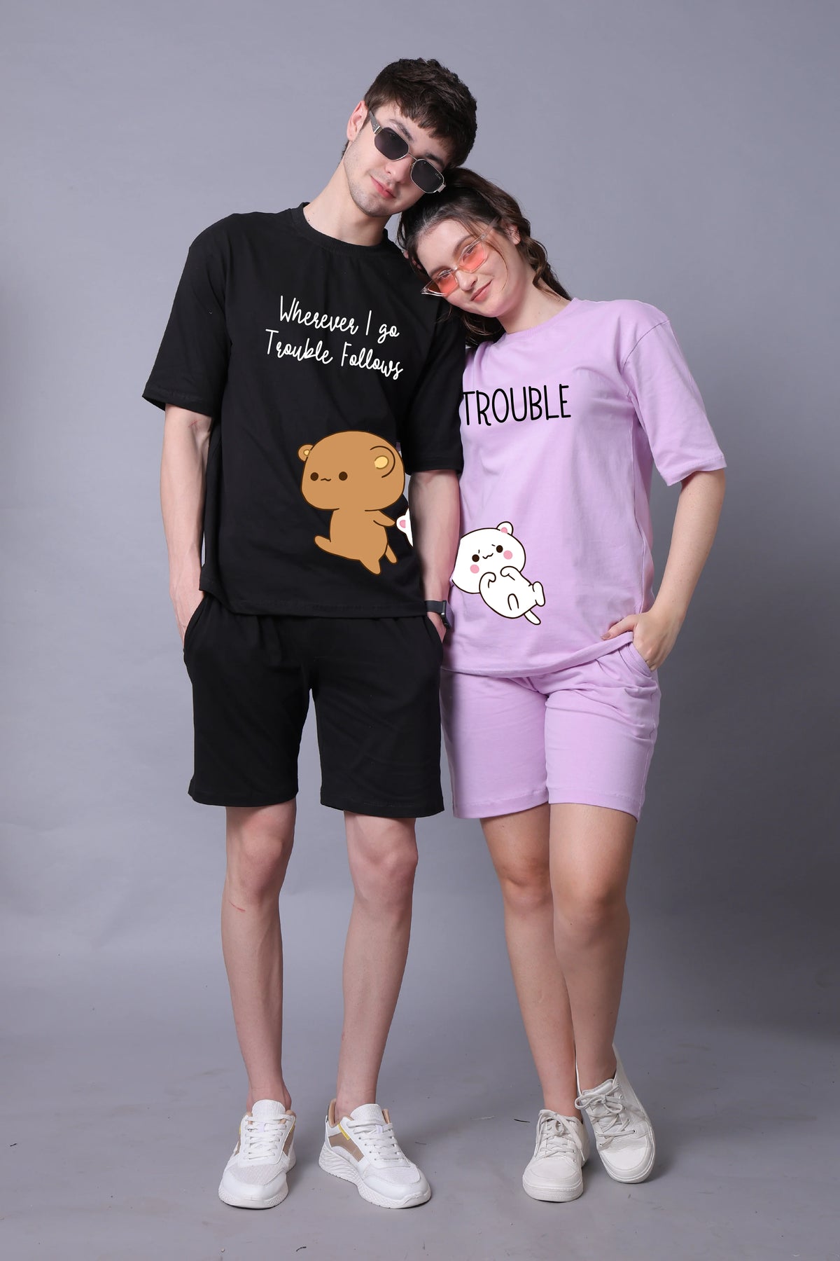 Trouble & I follow Trouble Couple Co-Ord Sets (Pack of 2)