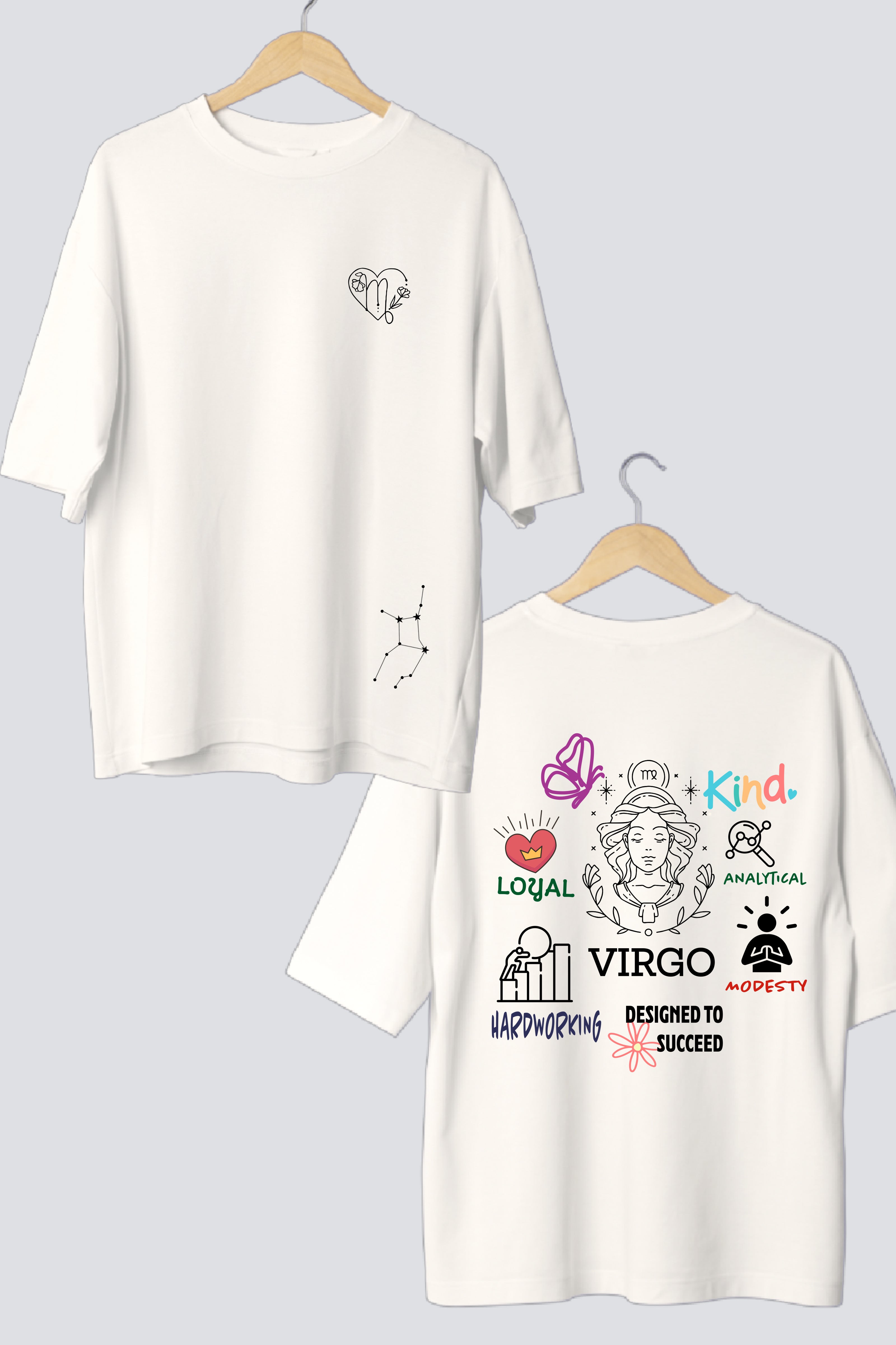 Zodiac Oversized Tees - Customizable Couple's Edition - Pack of 2