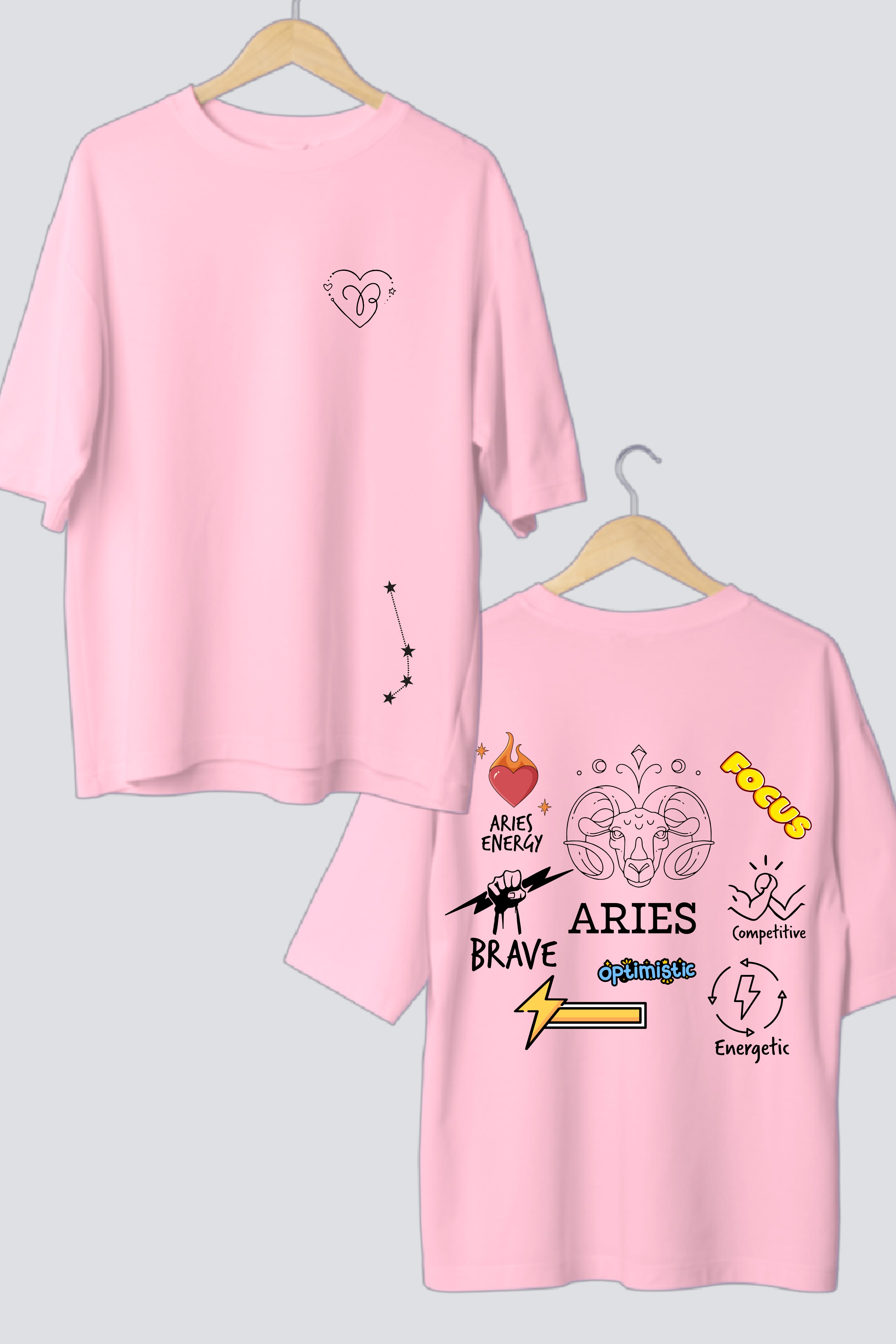 Zodiac Oversized Tees - Customizable Couple's Edition - Pack of 2