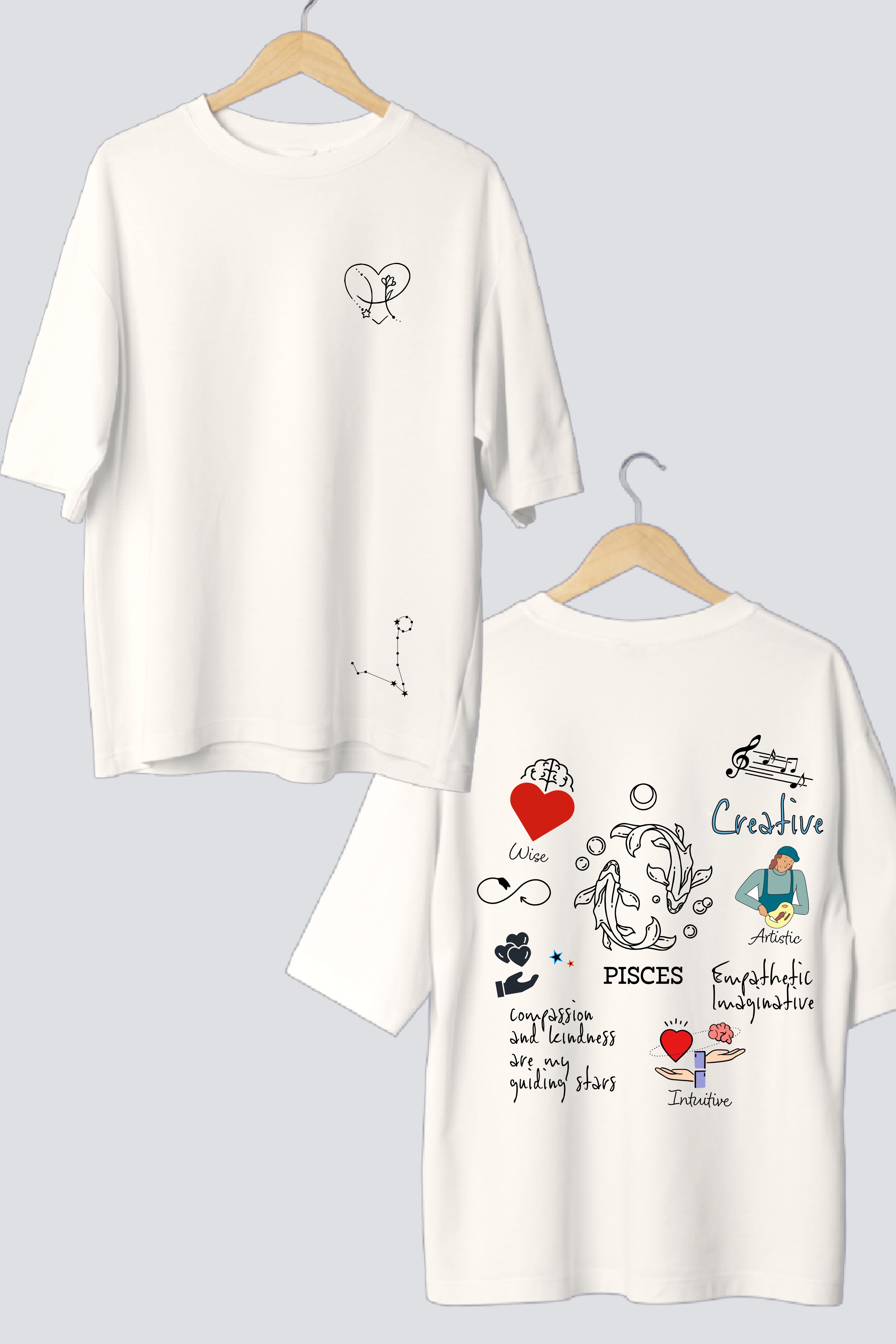 Zodiac Oversized Tees - Customizable Couple's Edition - Pack of 2