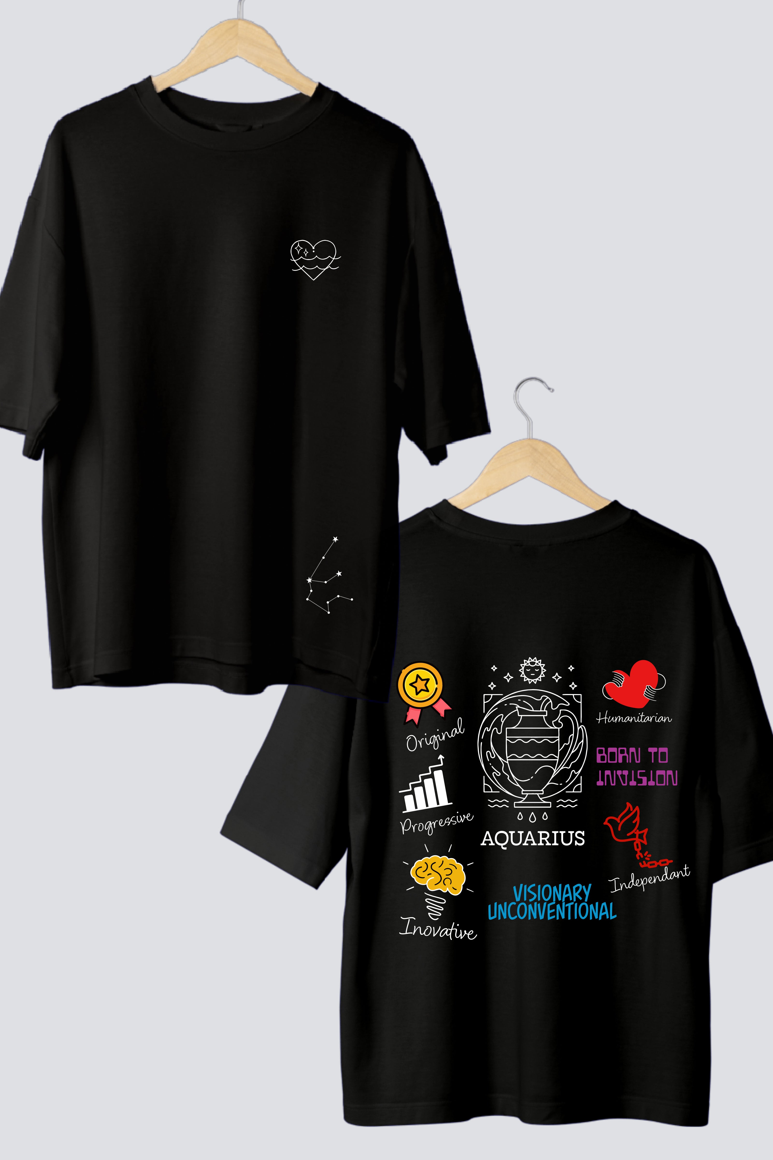 Zodiac Oversized Tees - Customizable Couple's Edition - Pack of 2